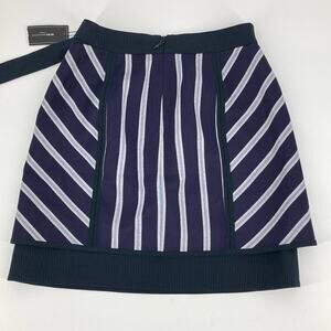 BCBGMaxAzria Women's Dark Navy Stripe Combo A-Line Skirt Size XS New